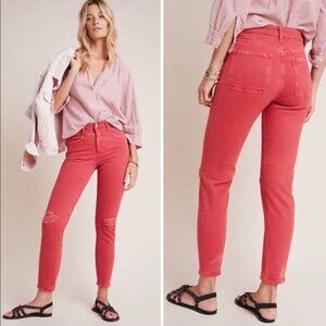ANTHROPOLOGIE Pilcro High Rise Slim Distressed Colorful Ankle Jeans 28